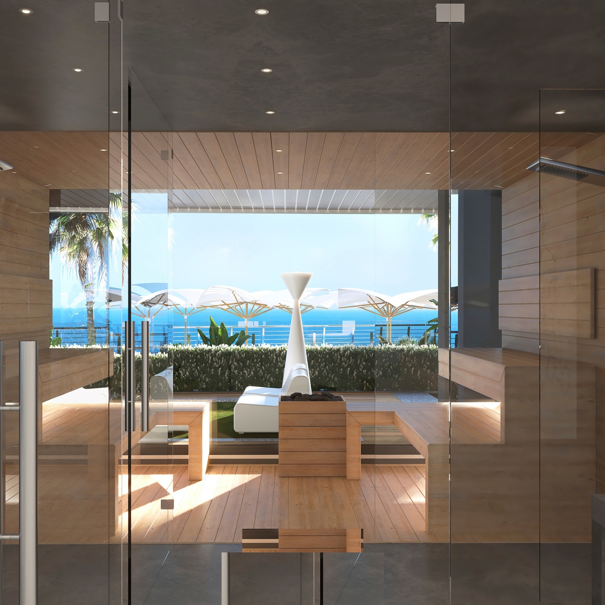 Sauna z widokiem na Morze Śródziemne — kompleks Euromarina Amara Maris